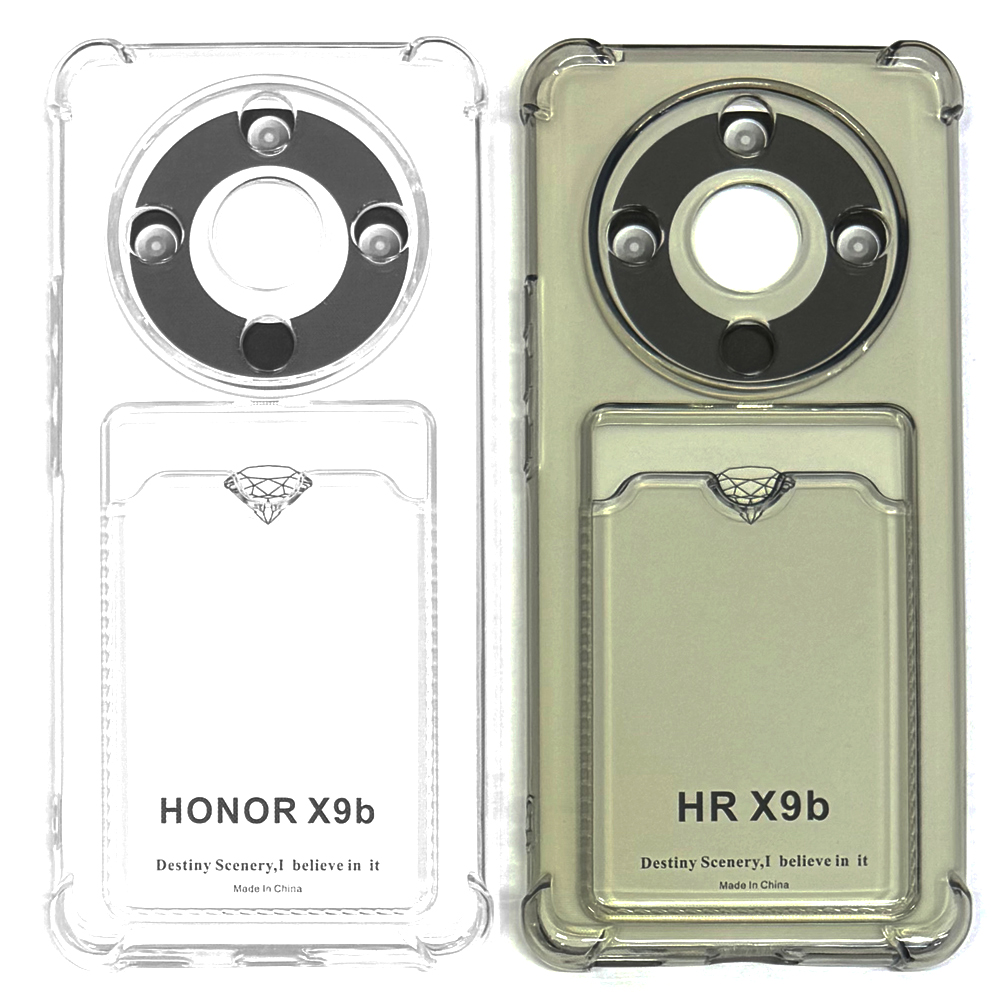 Силиконовый чехол для Honor X9B прозрачный с визитницей (от 5шт цена 10р)