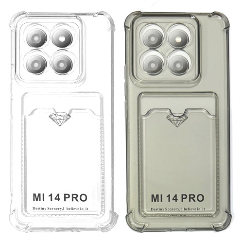 Силиконовый чехол для Xiaomi Mi 14 Pro прозрачный с визитницей (от 5шт цена 10р)