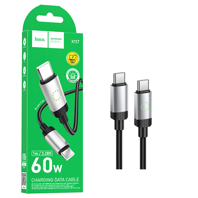 Кабель Hoco X117 (Type-C to Type-C) Star 60W charging (Black) (31)