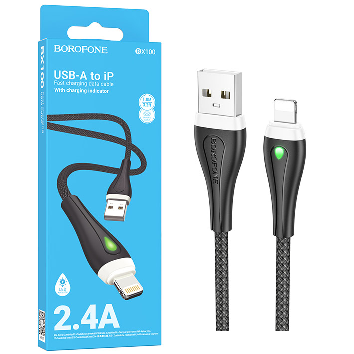 Кабель Borofone BX100 (USB to Lightning) Advantage charging (Black) (360)