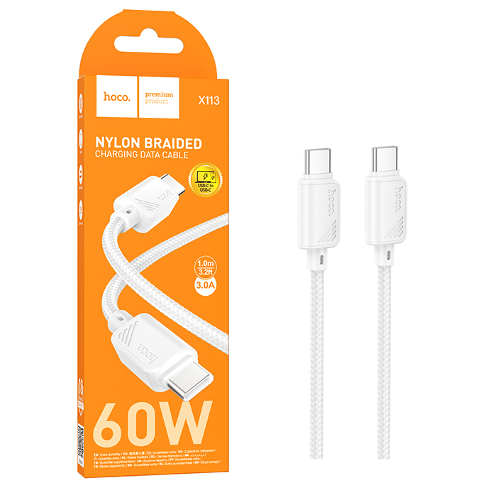Кабель Hoco X113 (Type-C to Type-C) Beneficio 60W charging (White) (31)