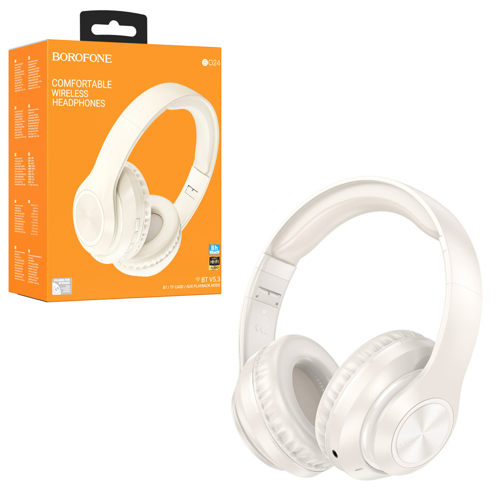 Наушники Borofone BO24 Bluetooth Gratifled BT headphones (Milky white)