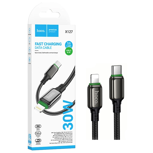 Кабель Hoco X127 (PD Type-C to Lightning)  Exceed PD30W charging (Black) (30)