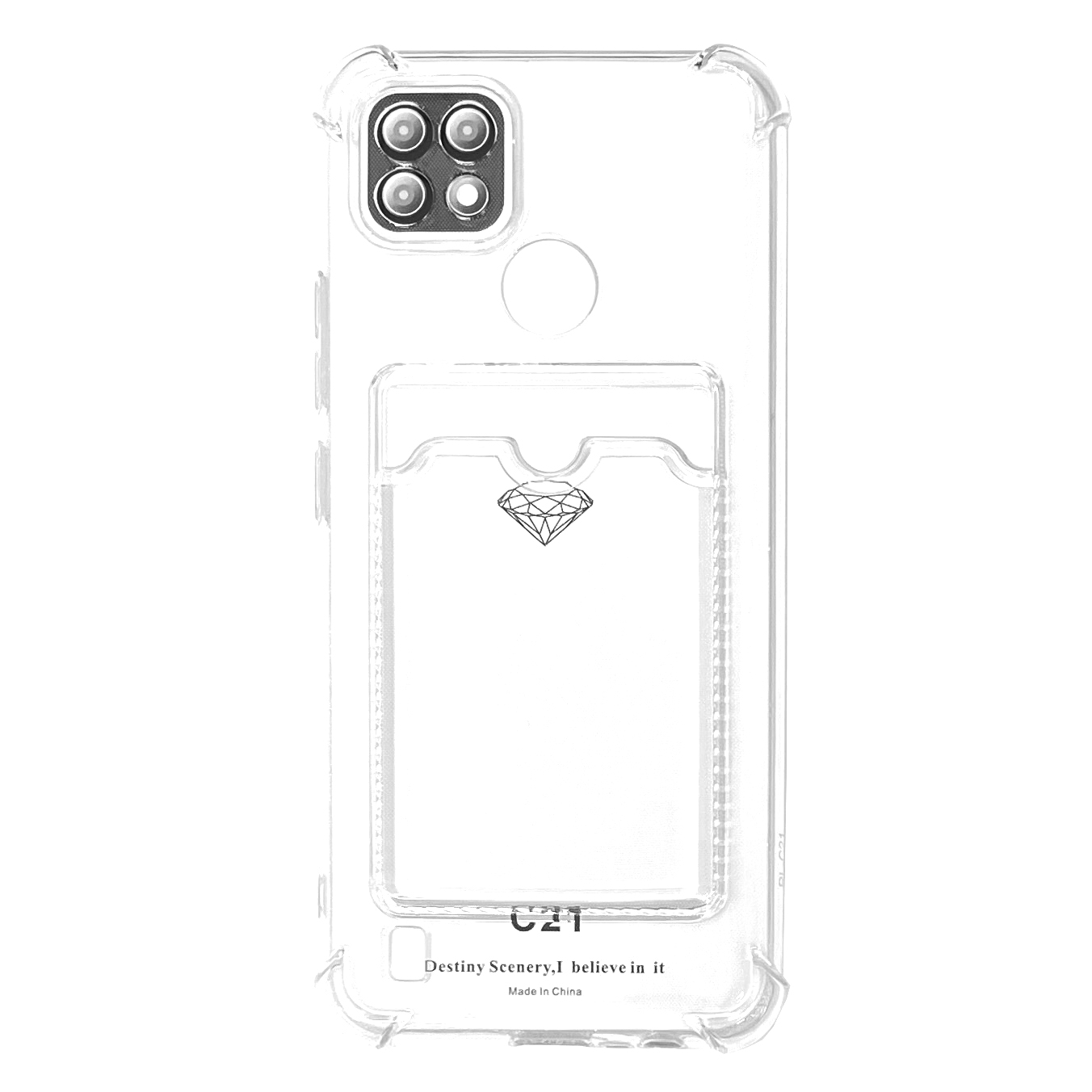 Силиконовый чехол для Realme C11/ C20 (2021) прозрачный с визитницей (от 5шт цена 10р)