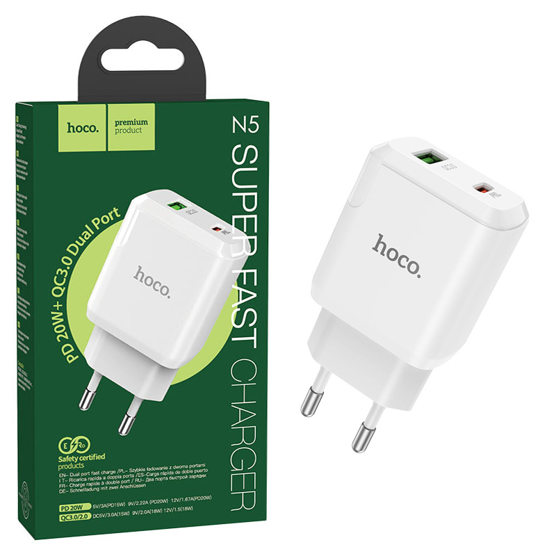 СЗУ блок Hoco N5 PD20W+QC3.0 (White) (12)