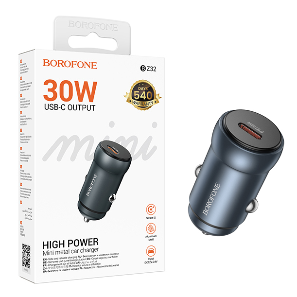 АЗУ блок Borofone BZ32 Fresh single port PD30W (Metal Gray) (42)