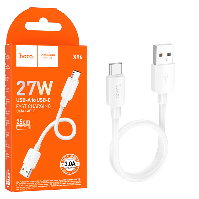 Кабель Hoco X96 (USB to Type-C) (0.25m) Hyper 27W charging (White) (46)