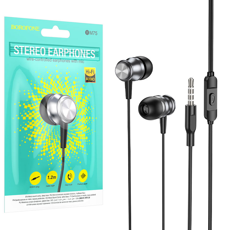 Наушники Borofone BM74 Singer universal earphones with microphone (Black) (25)