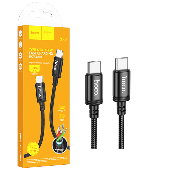 Кабель Hoco X89 (Type-C to Type-C) Wind 60W charging (Black) (от 30 штук цена 66)