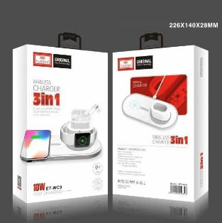 Беспроводное зарядное устройство 3в1 Earldom ET-WC9 для смартфонов/Apple Watch/Airpots, белый