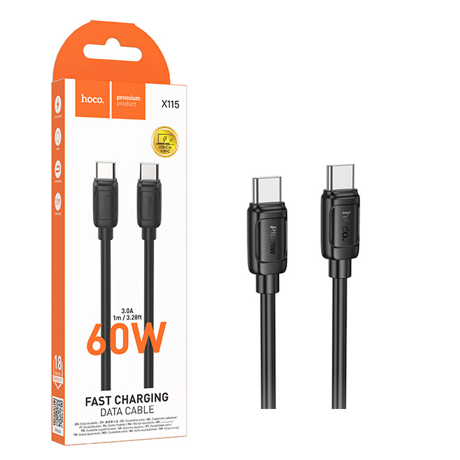 Кабель Hoco X115 (Type-C to Type-C) Surpass 60W charging (Black) (31)