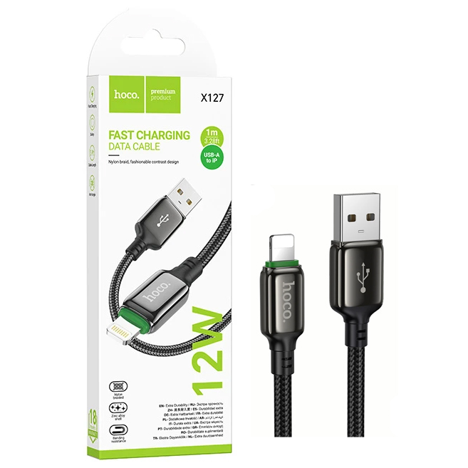 Кабель Hoco X127 (USB to Lightning) Exceed charging (Black) (30)