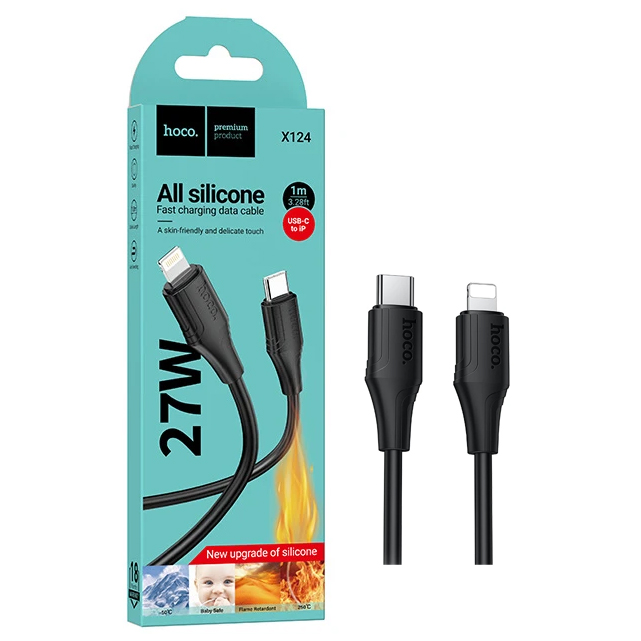 Кабель Hoco X124 (PD Type-C to Lightning) Bien PD27W silicone charging (Black) (31)