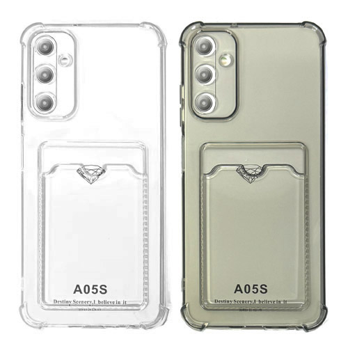 Силиконовый чехол для Samsung A05S (A057 2024) прозрачный с визитницей
