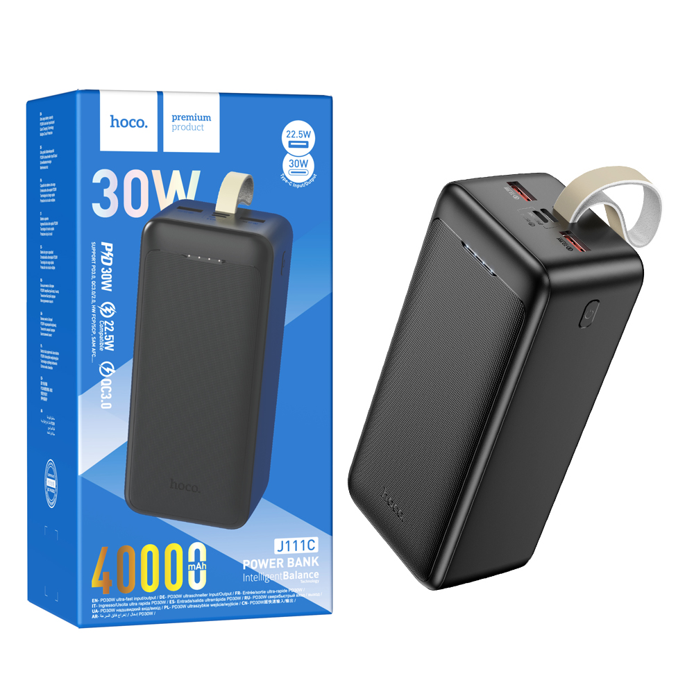 Аккумулятор (АКБ) Power Bank Hoco J111C (40000 mAh) Smart charge PD30W (Black)