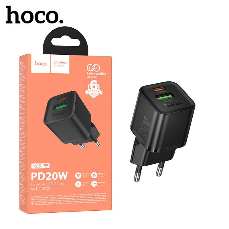 СЗУ блок Hoco N65 PD20W+QC3.0 (Black) (13)