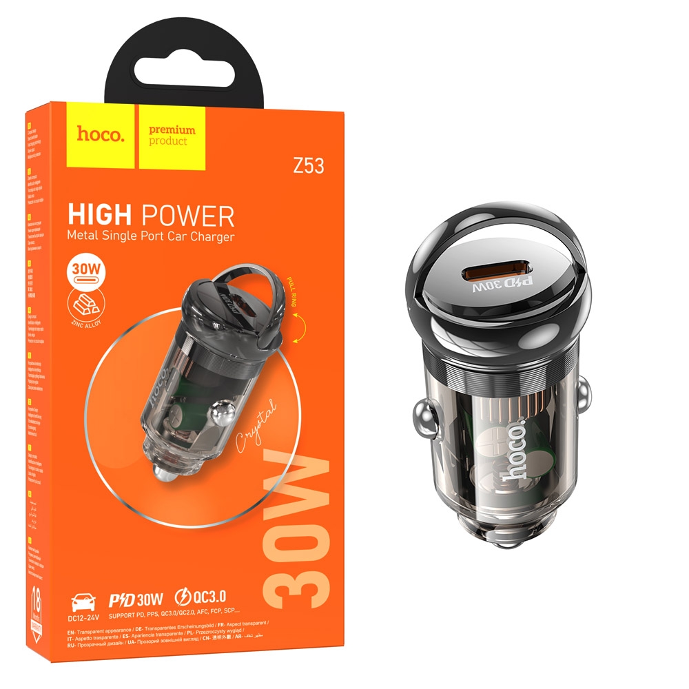 АЗУ блок Hoco Z53 Sight single port PD30W (Transparent Black) (15)