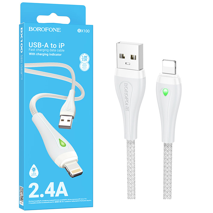 Кабель Borofone BX100 (USB to Lightning) Advantage charging (Gray) (360)