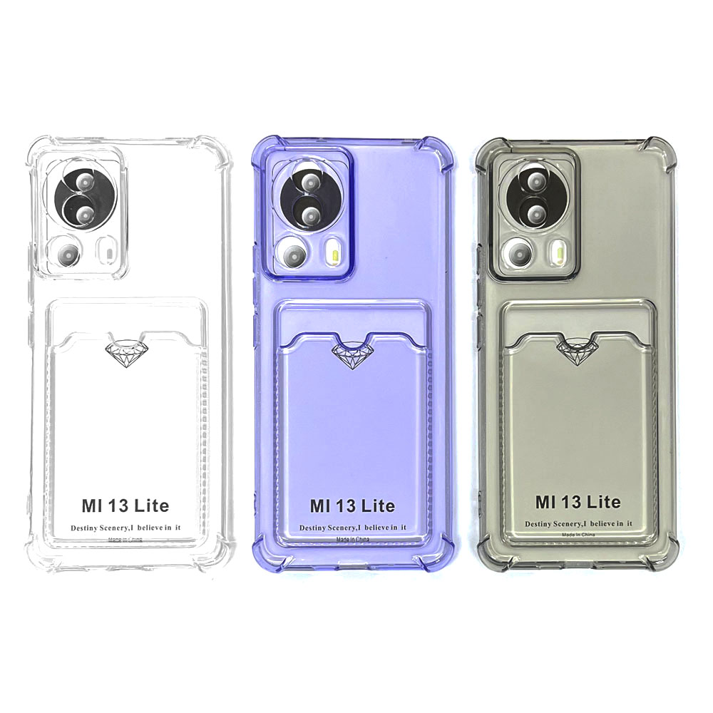 Силиконовый чехол для Xiaomi Mi 13 Lite прозрачный с визитницей (от 5шт цена 10р)