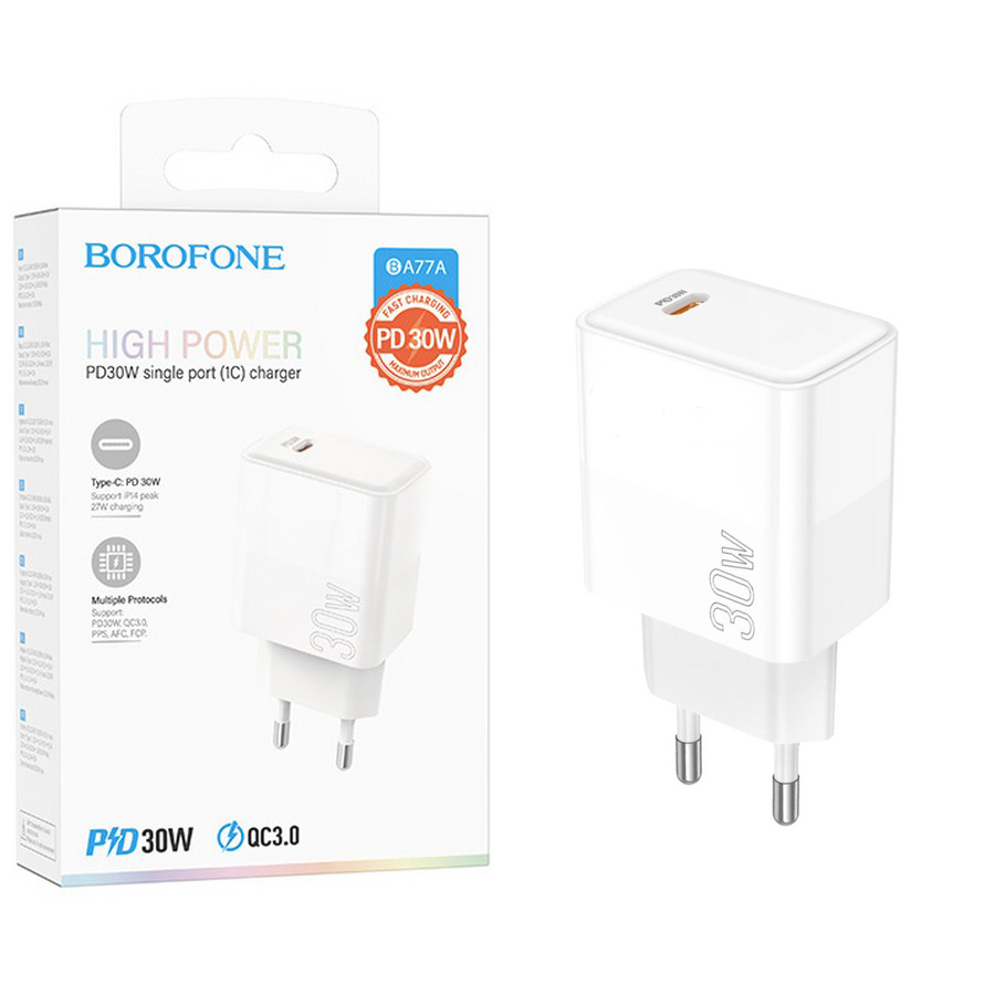 СЗУ блок Borofone BA77A Insightful single port PD30W charger (White)