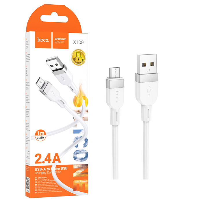 Кабель Hoco X109 (USB to Micro) (1m) Energy silicone charging (White) (31)