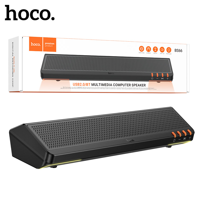 Саундбар для ПК или ноутбука Hoco BS66 Smooth USB2.0 multimedia computer speaker (Black) (20)