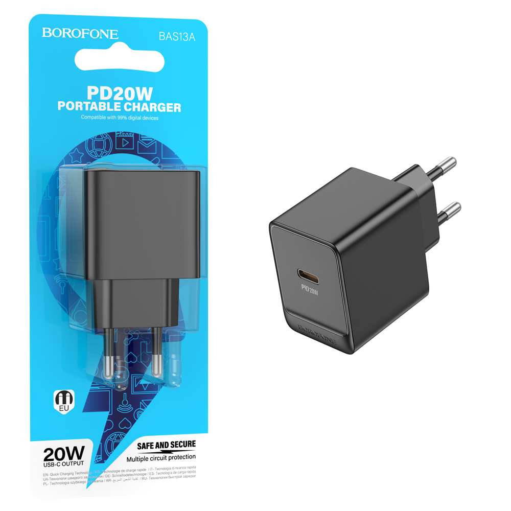 СЗУ блок Borofone BAS13A Erudite single port PD20W (Black) (76)