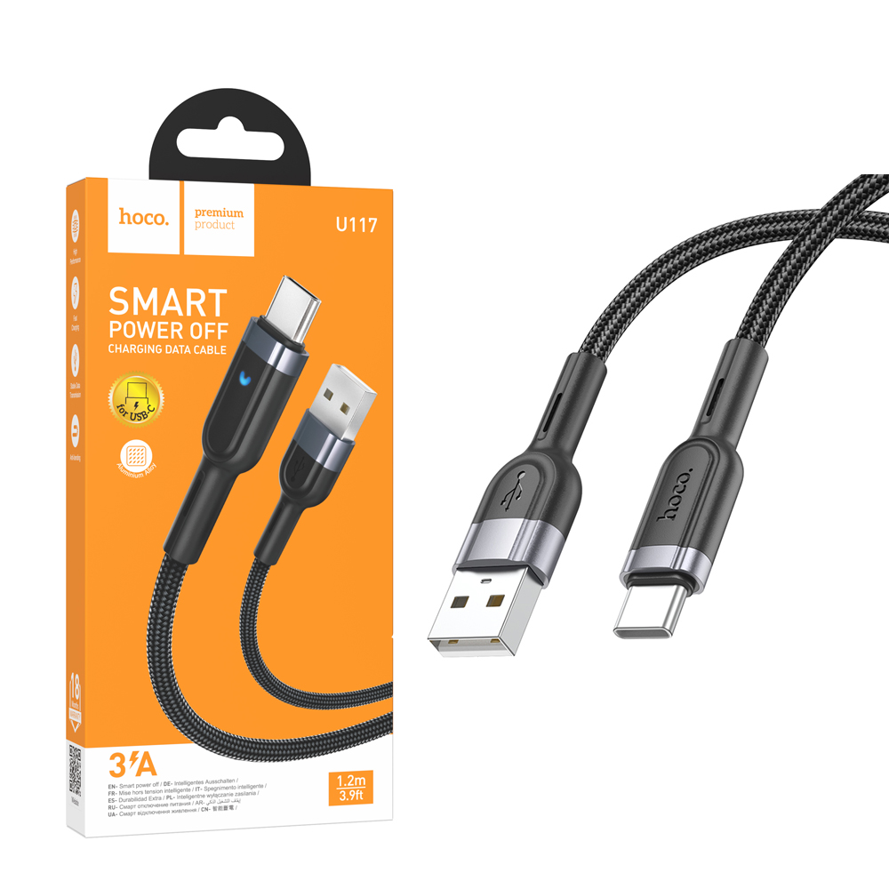 Кабель Hoco U117 (USB toType-C) Grand intelligent power-off (Black) (22)