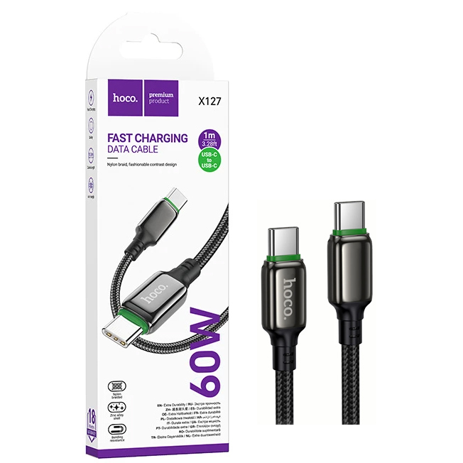 Кабель Hoco X127 (Type-C to Type-C) Exceed 60W charging (Black) (30)