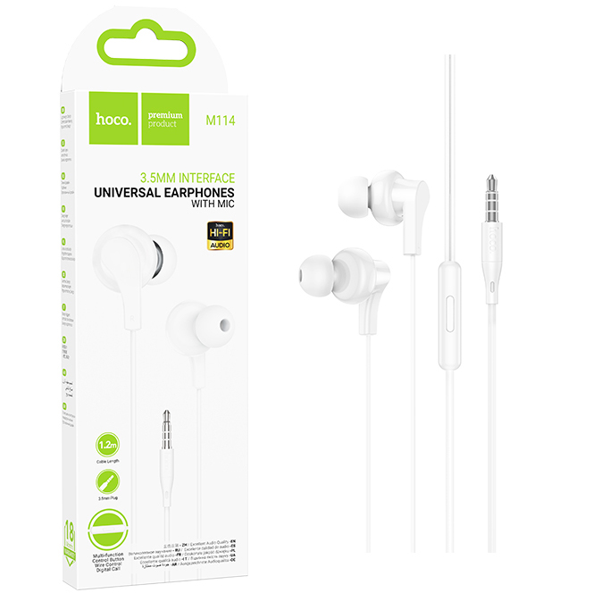 Наушники Hoco M114 Jia universal earphones with microphone (White) (31)