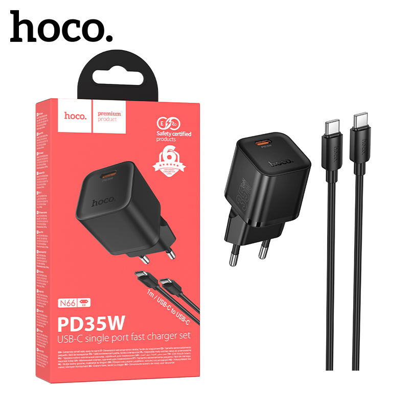 СЗУ Hoco N66 (Type-C to Type-C) Ingenious single port PD35W (Black) (12)