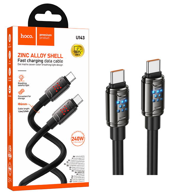 Кабель Hoco U143 (Type-C to Type-C) Joy 240W charging (Black) (22)
