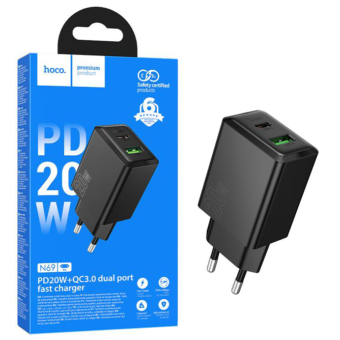 СЗУ блок Hoco N69 Nuevo PD20W+QC3.0 charger (Black) (13)