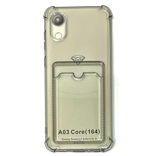 Силиконовый чехол для Samsung A03 Core (A032 2022) прозрачный с визитницей (от 5шт цена 10р)