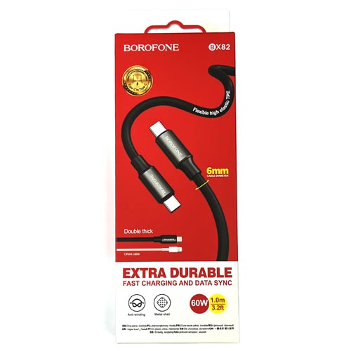 Кабель Borofone BX82 (Type-C to Type-C) Bountiful 60W charging (Black)