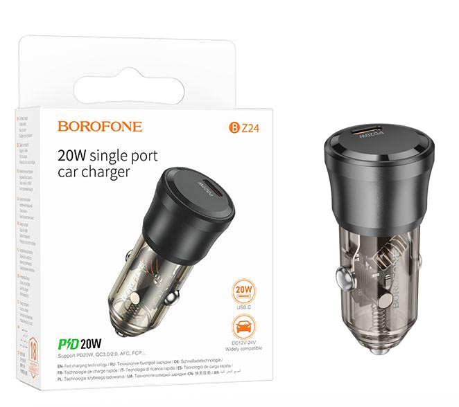 АЗУ блок Borofone BZ24 Clever single port PD20W (Transparent black) (98)