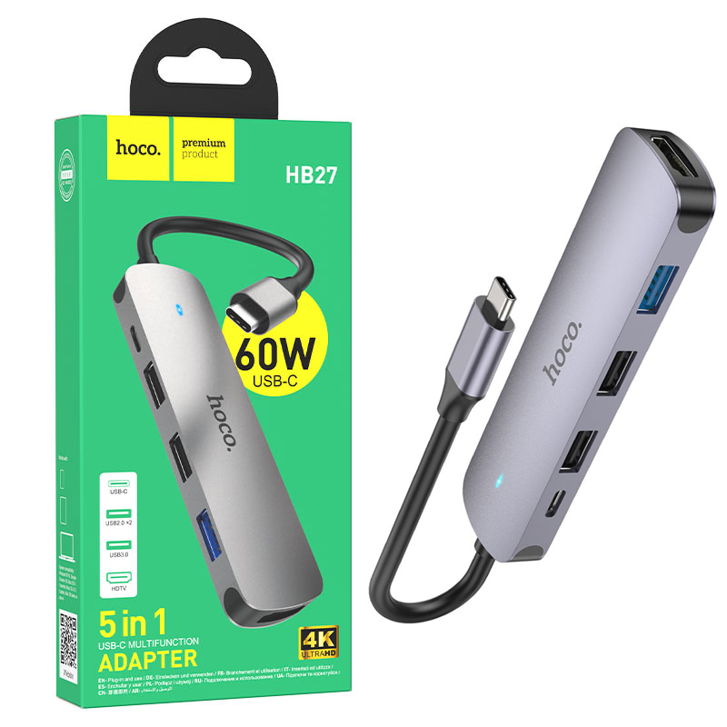 USB Hab Hoco HB27 Type-C multi-function converter (HDTV+USB3.0+USB2.0*2+PD)