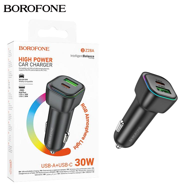 АЗУ блок Borofone BZ28A Trophie PD30W+QC3.0 (1C1A) (Black) (37)