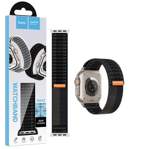Ремешок Hoco (WA42) Fabric series loop wave pattern nylon strap для Apple Watch 38/40/41/42mm Black