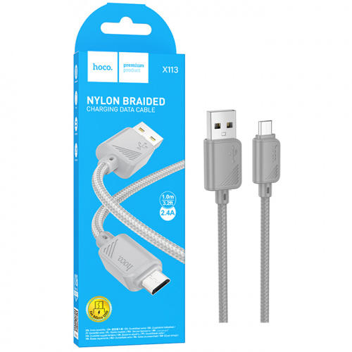 Кабель Hoco X113 (USB to Micro) Beneficio charging (Gray) (31)
