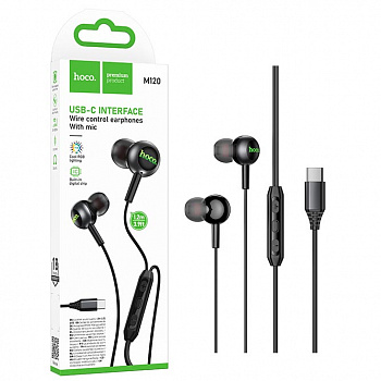 Наушники Hoco M120 (Type-C) Gratified wire control digital earphones with microphone (Black) (31)