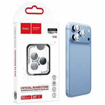 Защитное стекло на камеру для iPhone 18 Pro/ 18 Pro Max Hoco (V18) light Blue (29)