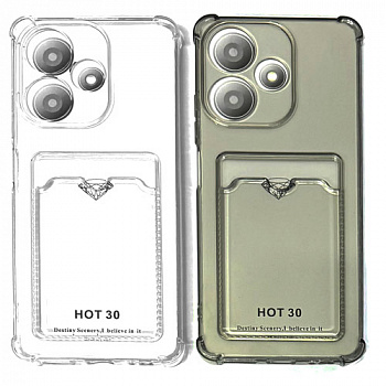 Силиконовый чехол для Infinix Hot 30 прозрачный с визитницей
