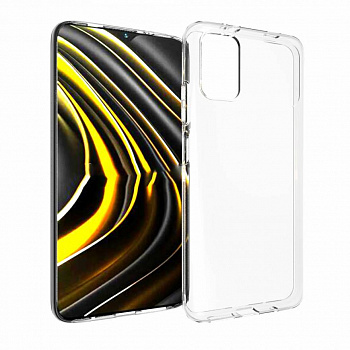 Силиконовый чехол для Xiaomi Poco M3 прозрачный (от 5шт цена 10р)