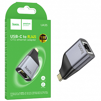 Переходник Hoco UA35 Type-C to RJ45 adapter  (Metal Gray) (36)