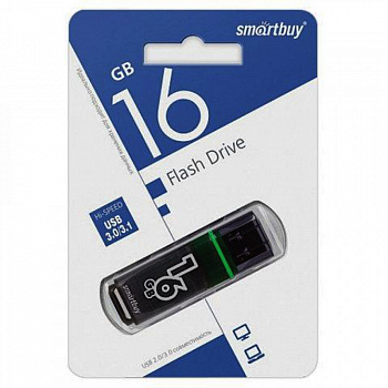 Флеш - накопитель USB 16Gb Smart Buy Glossy (USB 3.0) тёмно серый