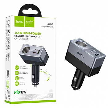 АЗУ блок Hoco Z65A Smart cigarette lighter(PD45W/2C1A) car charger (Black) (11)