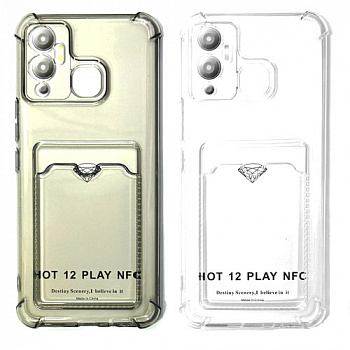 Силиконовый чехол для Infinix Hot 12 Play прозрачный с визитницей