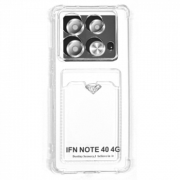 Силиконовый чехол для Infinix Note 40 прозрачный с визитницей