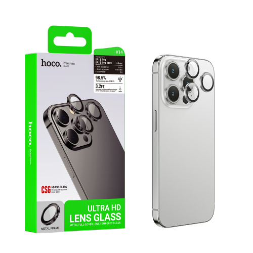 Защитное стекло на камеру для Apple iPhone 15 Pro/ 15 Pro MAX  HOCO (V14) Silver (36)